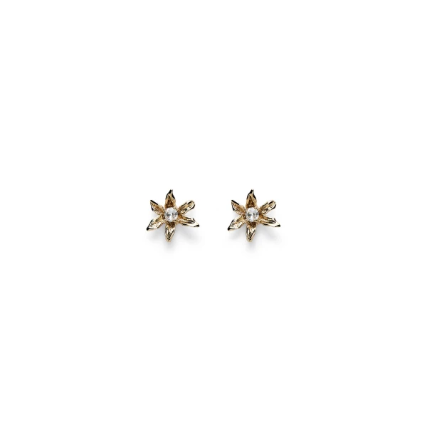 Italian Lily Studs in Light Gold Crystal