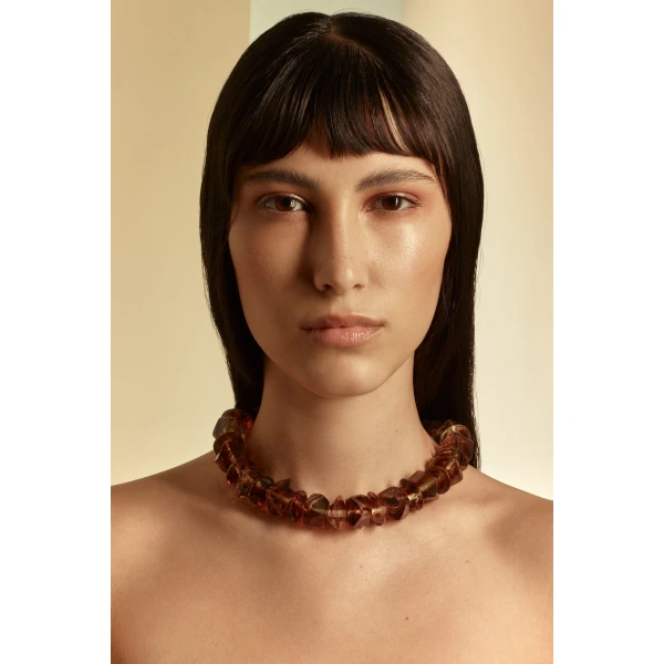 Scanlan Theodore Italian Resin Petra Choker in Tiger Eye