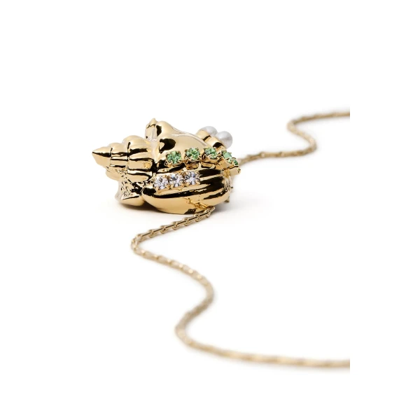 Scanlan Theodore Italian Shell Pendant Necklace in Light Gold | Necklace | Luxury Shoes 