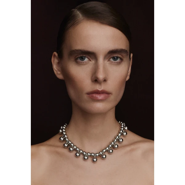 Scanlan Theodore Italian Sphere Drop Choker in Silver | Necklace | Luxury Shoes 