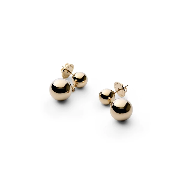 Scanlan Theodore Italian Sphere Drop Earrings in Light Gold | Earrings | Luxury Shoes 