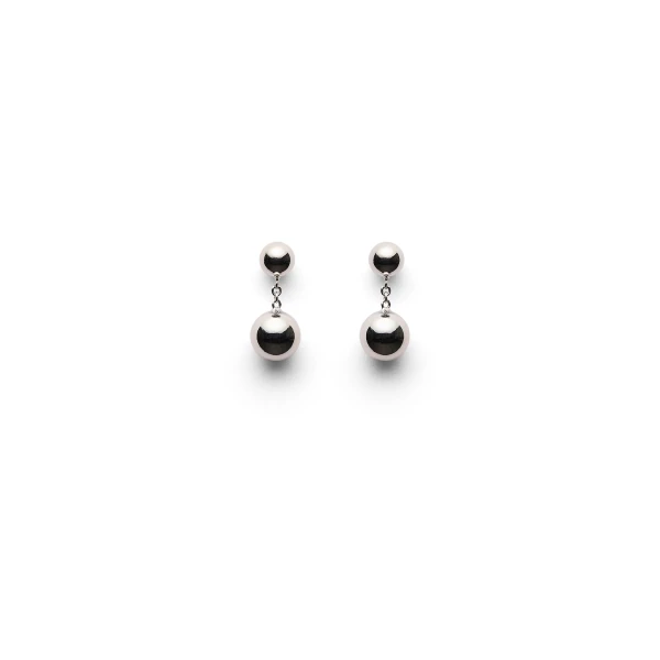 Italian Sphere Drop Earrings in Silver