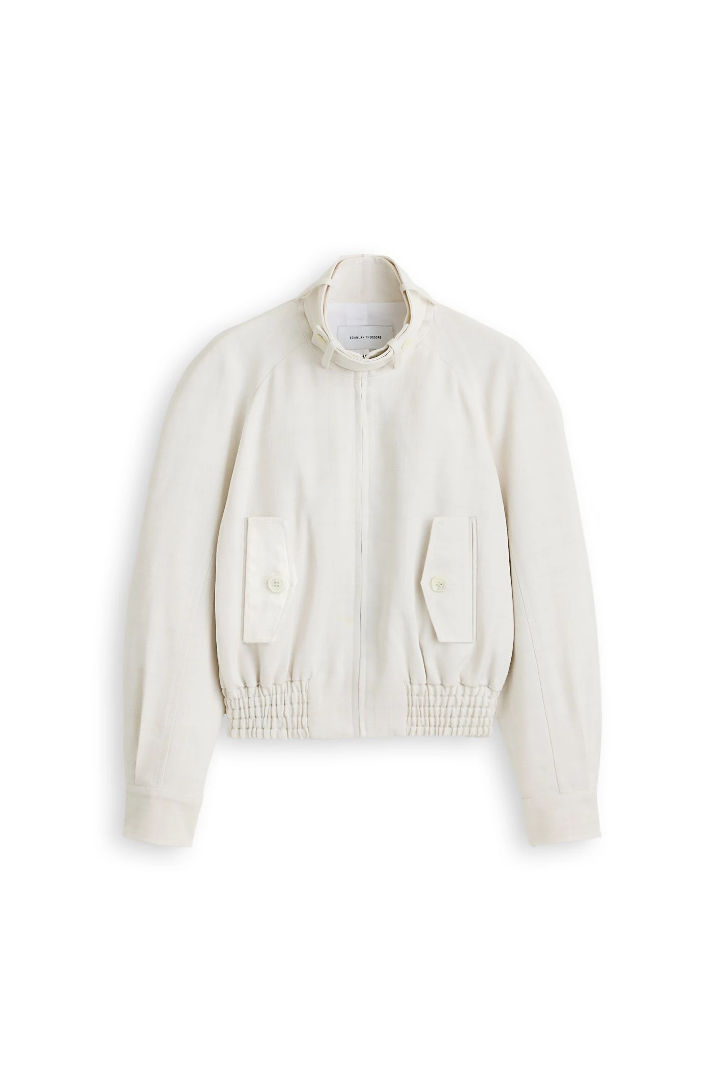 Scanlan Theodore Italian Textured Bomber in Off White at Luxury Shoes Scanlan Theodore Italian Textured Bomber in Off White