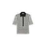Scanlan Theodore Knit Shell Stitch Shirt in Black White | Tops | Luxury Shoes 