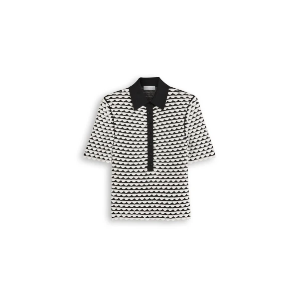 Scanlan Theodore Knit Shell Stitch Shirt in Black White | Tops | Luxury Shoes 