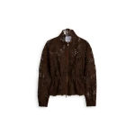 Scanlan Theodore Lace Funnel Neck Jacket in Dark Chocolate | Jackets | Luxury Shoes 