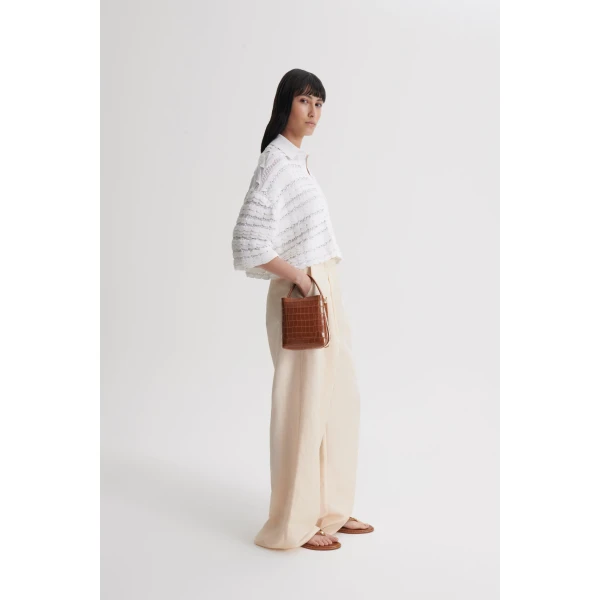 Scanlan Theodore Lace Knit Shirt in White | Tops | Luxury Shoes 