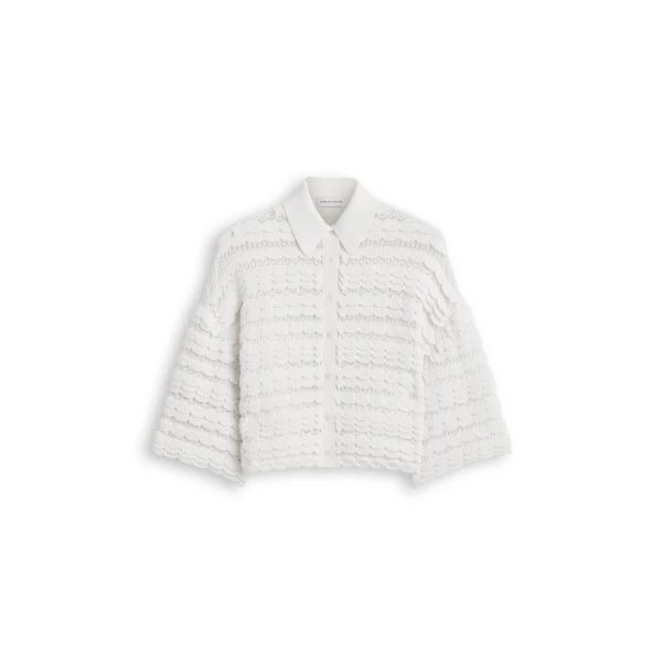 Lace Knit Shirt in White
