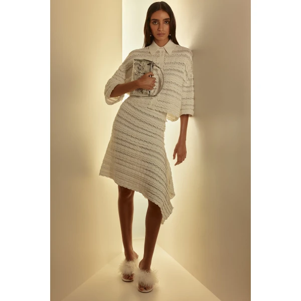 Scanlan Theodore Lace Knit Skirt in White | Skirts | Luxury Shoes 