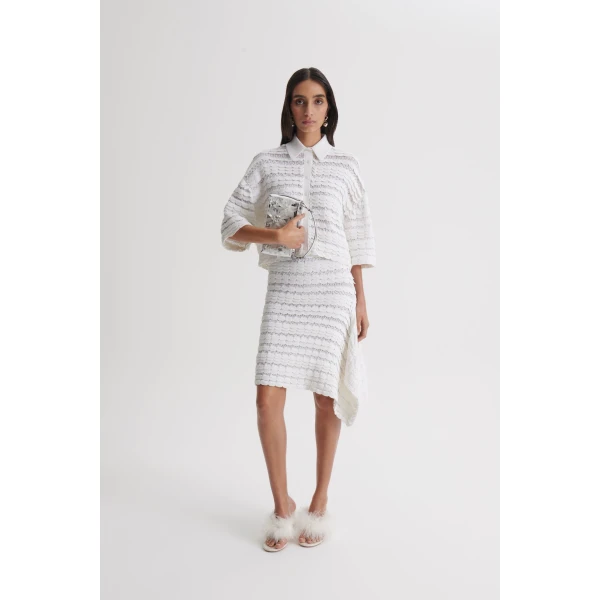 Scanlan Theodore Lace Knit Skirt in White | Skirts | Luxury Shoes 