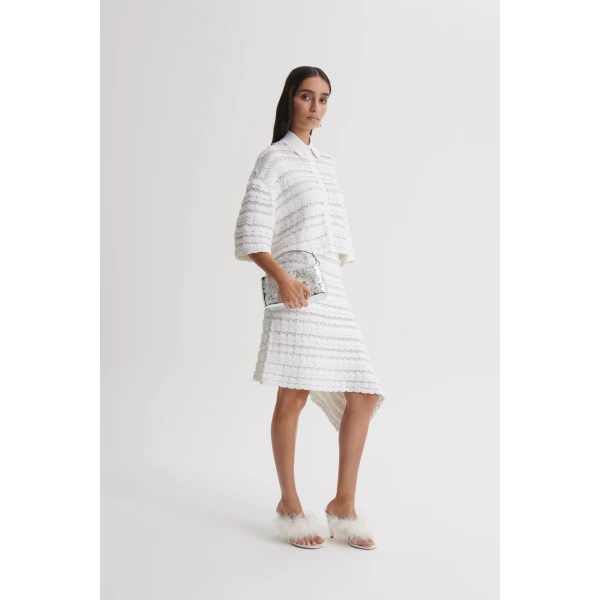 Scanlan Theodore Lace Knit Skirt in White | Skirts | Luxury Shoes 