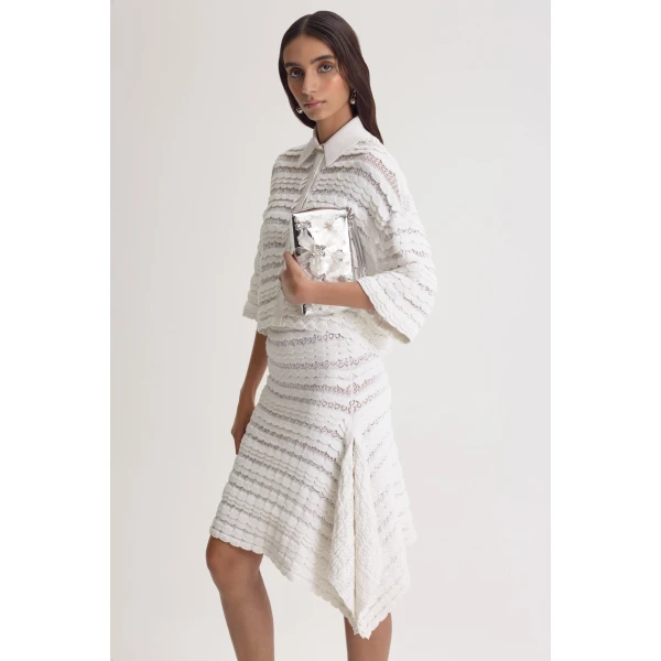 Scanlan Theodore Lace Knit Skirt in White | Skirts | Luxury Shoes 