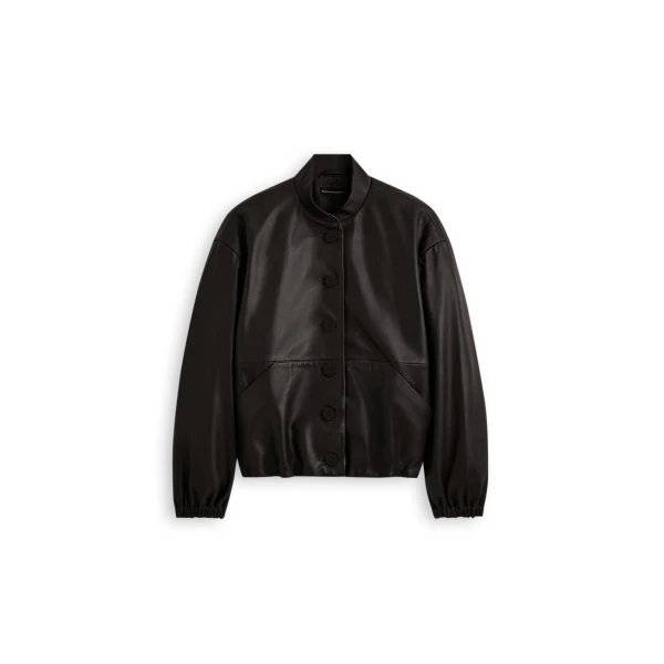 Leather Bomber in Dark Chocolate