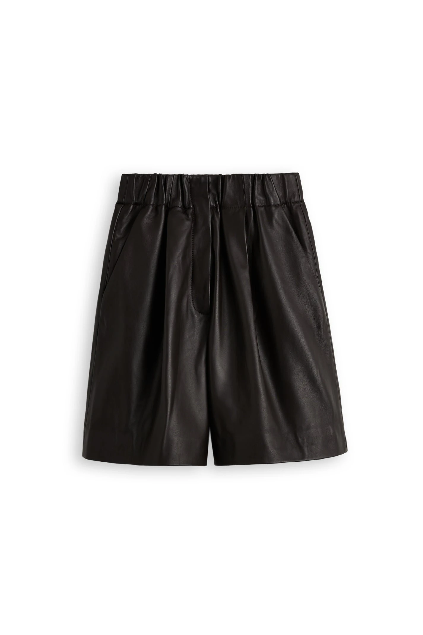 Scanlan Theodore Leather Soft Pleat Short in Dark Chocolate at Luxury Shoes Scanlan Theodore Leather Soft Pleat Short in Dark Chocolate