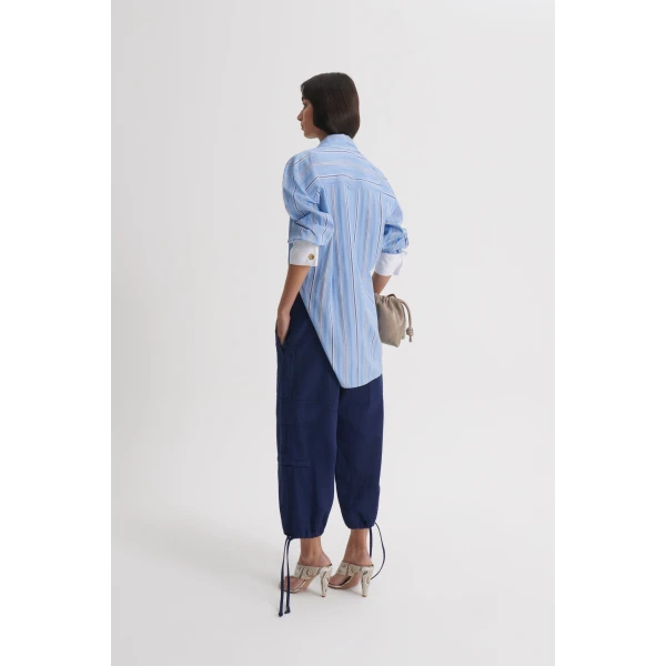 Scanlan Theodore Linen Cotton Cropped Cargo in Marine | Pants | Luxury Shoes 