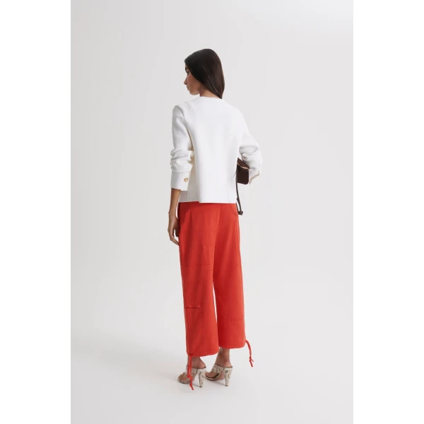 Scanlan Theodore Linen Cotton Cropped Cargo in Red | Pants | Luxury Shoes 