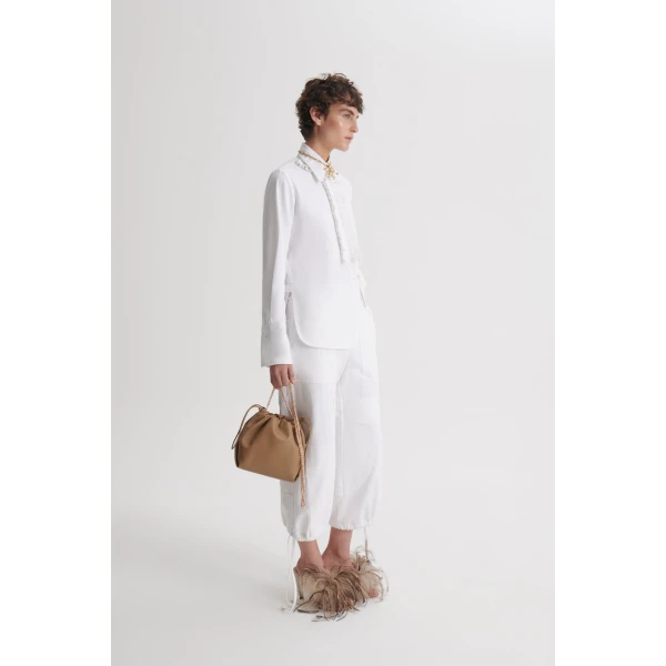 Scanlan Theodore Linen Cotton Cropped Cargo in White