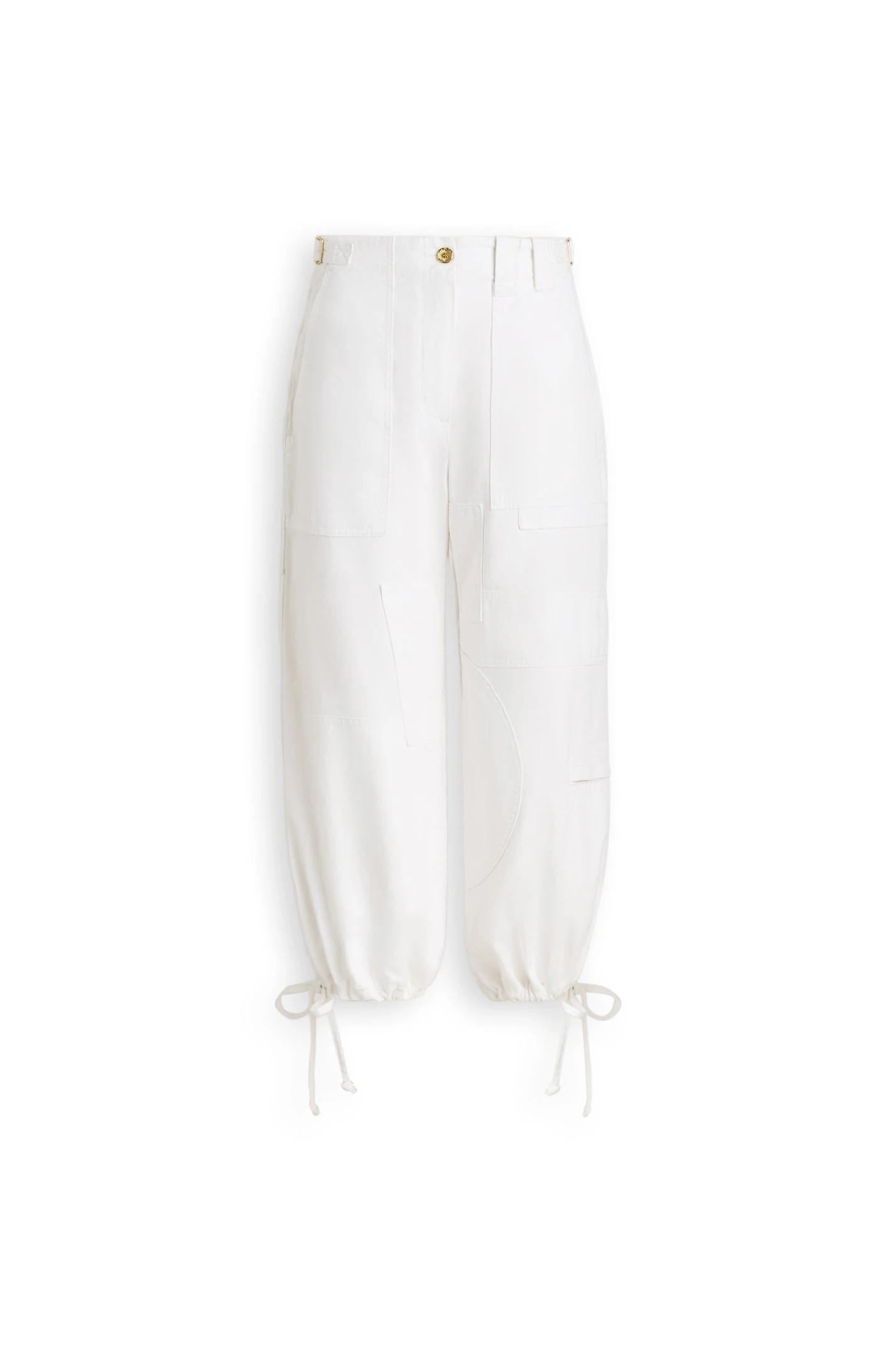 Scanlan Theodore Linen Cotton Cropped Cargo in White at Luxury Shoes Scanlan Theodore Linen Cotton Cropped Cargo in White