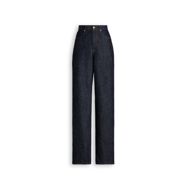 Scanlan Theodore Linen Cotton Drape Leg Jean in Indigo
