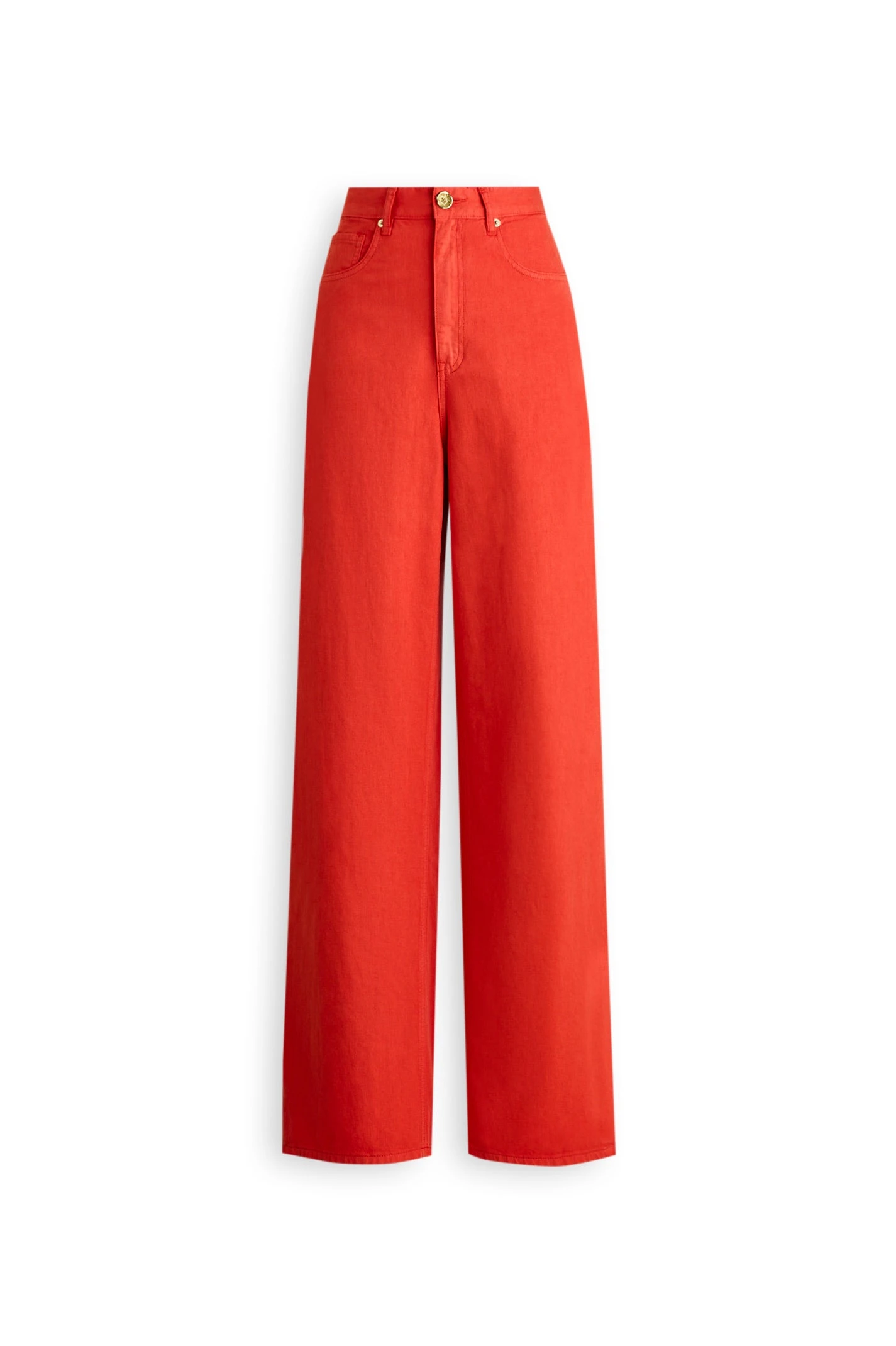 Scanlan Theodore Linen Cotton Drape Leg Jean in Red Scanlan Theodore Linen Cotton Drape Leg Jean in Red | Denim | Luxury Shoes
