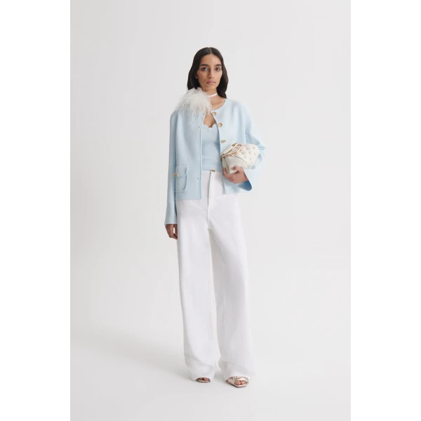 Scanlan Theodore Linen Cotton Drape Leg Jean in White