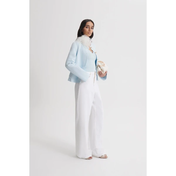 Scanlan Theodore Linen Cotton Drape Leg Jean in White