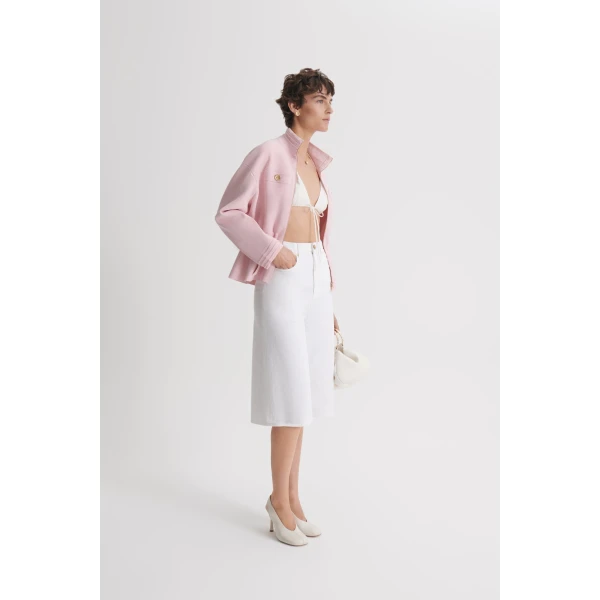 Scanlan Theodore Linen Cotton Drape Leg Short in White | Shorts | Luxury Shoes 