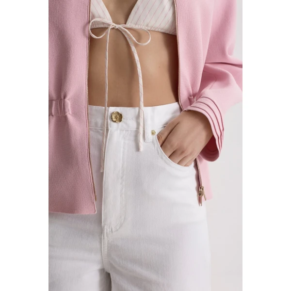 Scanlan Theodore Linen Cotton Drape Leg Short in White | Shorts | Luxury Shoes 