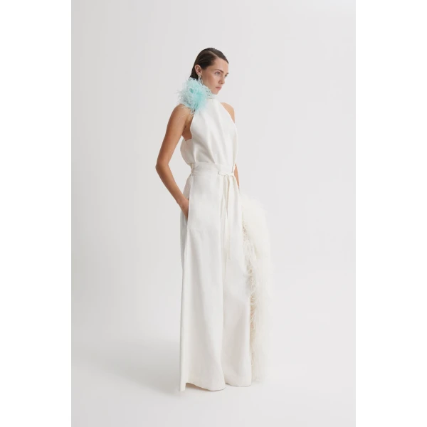 Scanlan Theodore Linen Pleat Tie Trouser in Off White | Pants | Luxury Shoes 