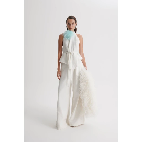 Scanlan Theodore Linen Sleeveless Top in Off White | Tops | Luxury Shoes 