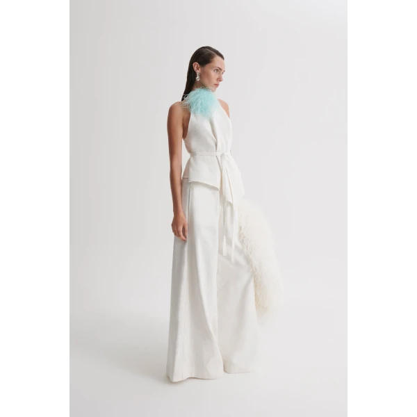 Scanlan Theodore Linen Sleeveless Top in Off White | Tops | Luxury Shoes 
