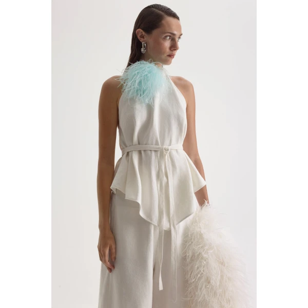 Scanlan Theodore Linen Sleeveless Top in Off White | Tops | Luxury Shoes 