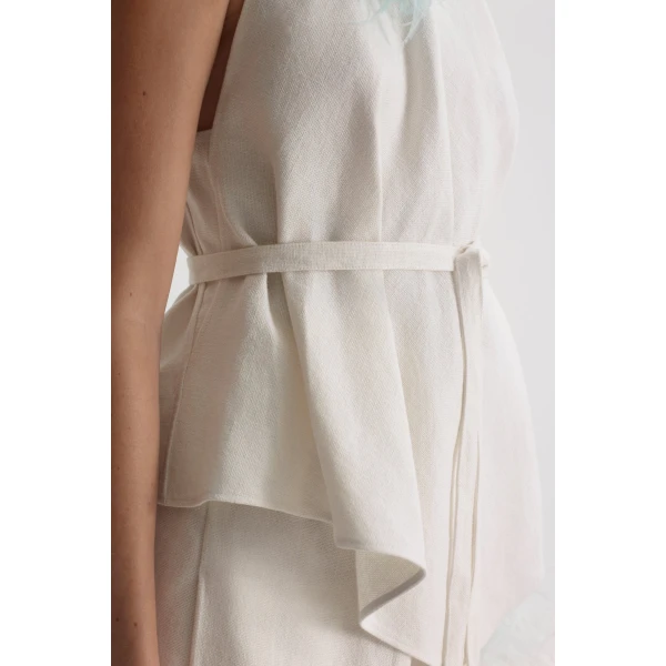 Scanlan Theodore Linen Sleeveless Top in Off White | Tops | Luxury Shoes 