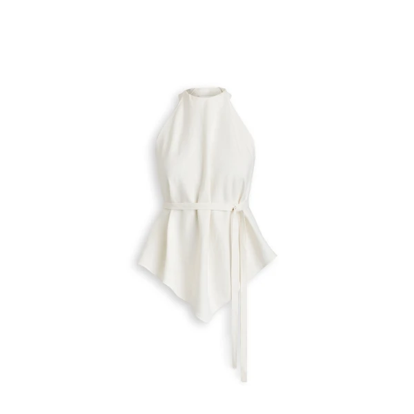 Linen Sleeveless Top in Off White