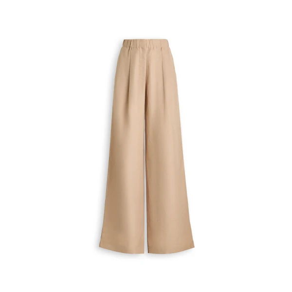 Scanlan Theodore Linen Textured Soft Trouser in Camel