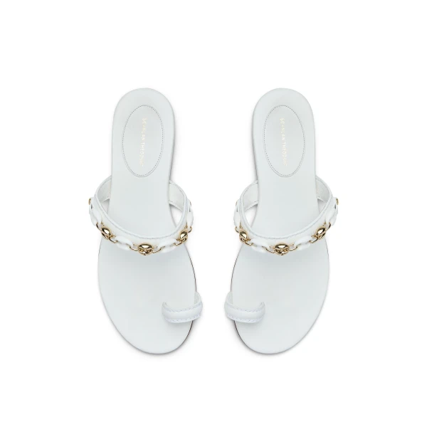 Scanlan Theodore Marine Link Chain Flat Sandal in White | Sandals | Luxury Shoes 