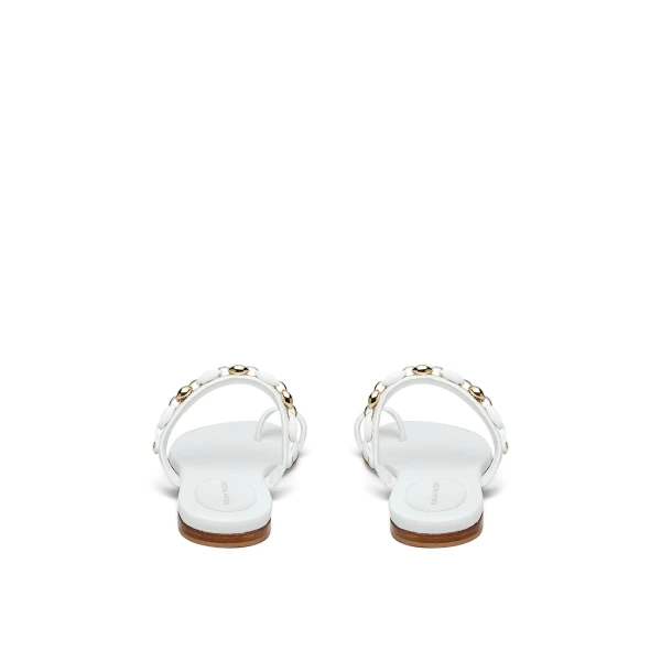 Scanlan Theodore Marine Link Chain Flat Sandal in White | Sandals | Luxury Shoes 