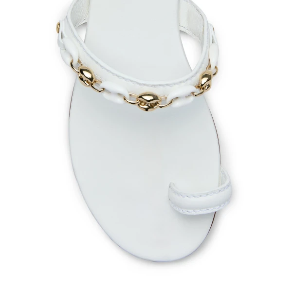 Scanlan Theodore Marine Link Chain Flat Sandal in White | Sandals | Luxury Shoes 