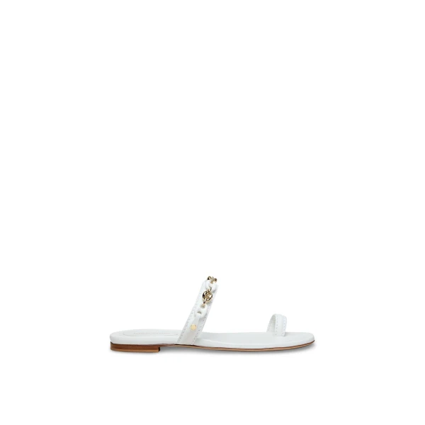 Scanlan Theodore Marine Link Chain Flat Sandal in White | Sandals | Luxury Shoes 