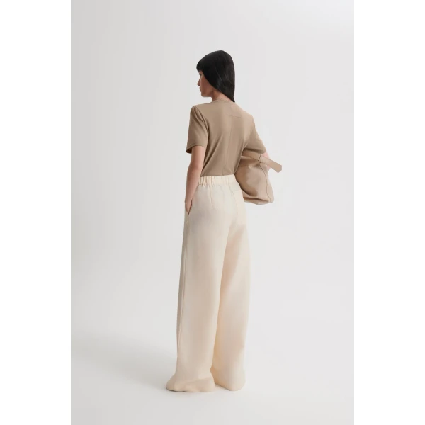 Scanlan Theodore Mercerised Shoulder Pad Tee in Sandstone | Tops | Luxury Shoes 