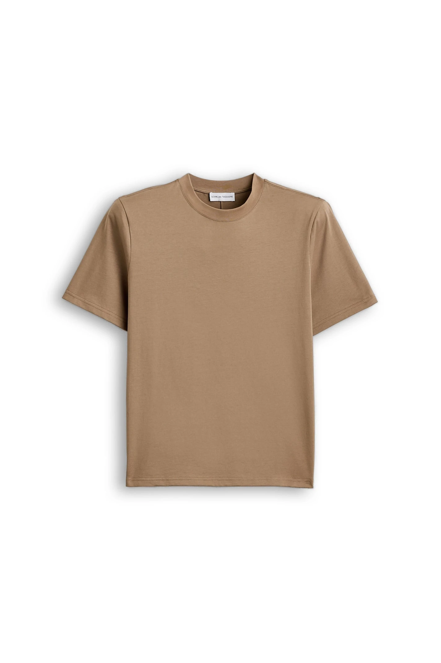 Scanlan Theodore Mercerised Shoulder Pad Tee in Sandstone Scanlan Theodore Mercerised Shoulder Pad Tee in Sandstone | Tops | Luxury Shoes