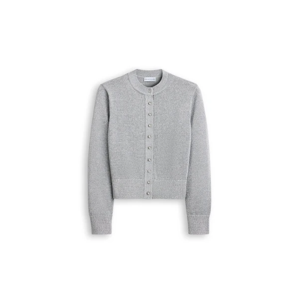 Metallic Knit Cardigan in Silver