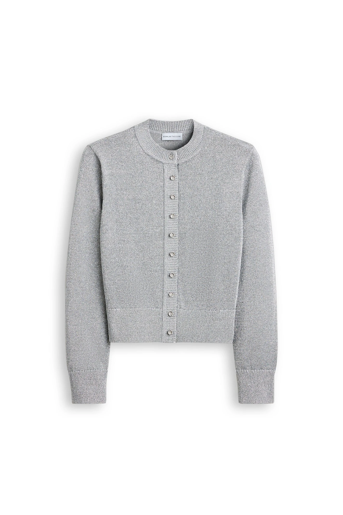 Scanlan Theodore Metallic Knit Cardigan in Silver Scanlan Theodore Metallic Knit Cardigan in Silver | Cardigan | Luxury Shoes