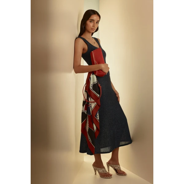 Scanlan Theodore Metallic Knit Singlet in Marine