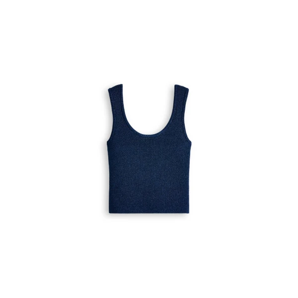 Metallic Knit Singlet in Marine