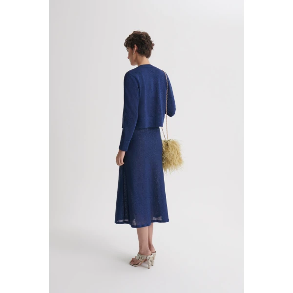 Scanlan Theodore Metallic Knit Skirt in Marine