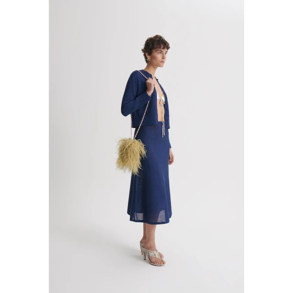 Scanlan Theodore Metallic Knit Skirt in Marine