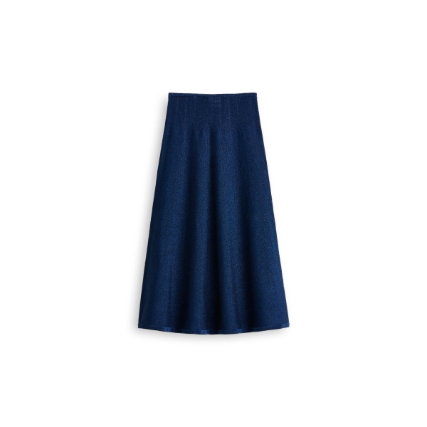 Metallic Knit Skirt in Marine