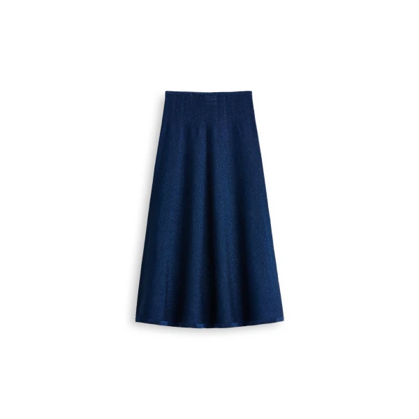 Metallic Knit Skirt in Marine