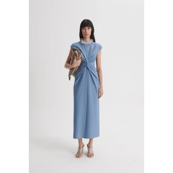 Scanlan Theodore Milano Turban Pencil Dress in Lapis Blue